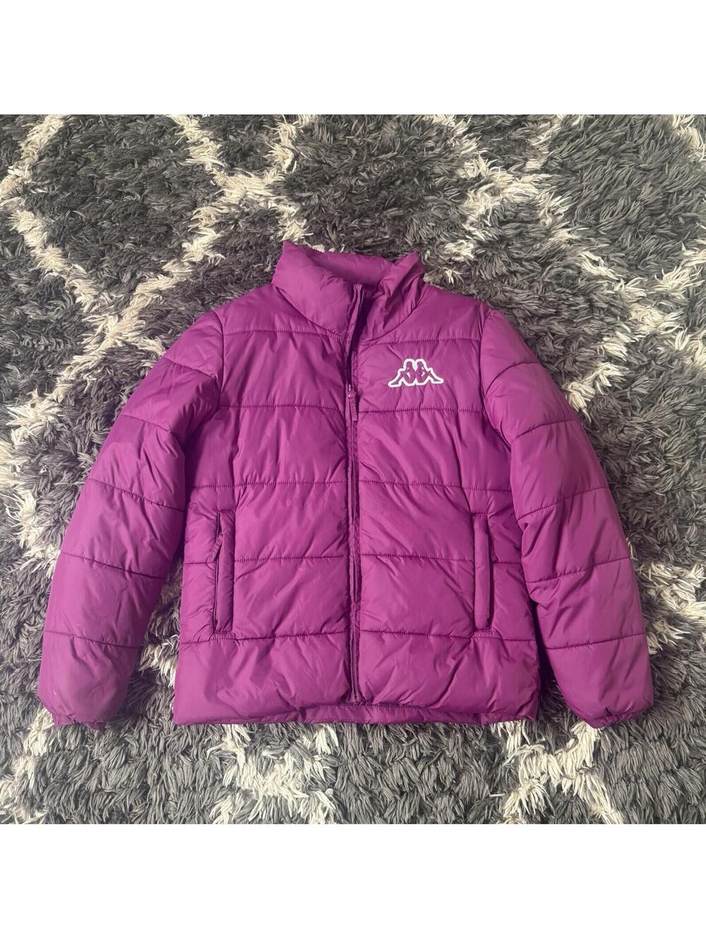 Vintage 90s Kappa Puffer Jacket Women’s Medium Fuchsia Pink Full Zip